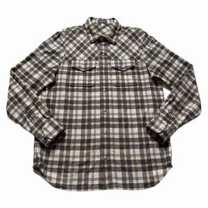 Ibex Men’s Wool Blend Brown Plaid Shirt M Metal Snap Buttons Gorp Outdoor
